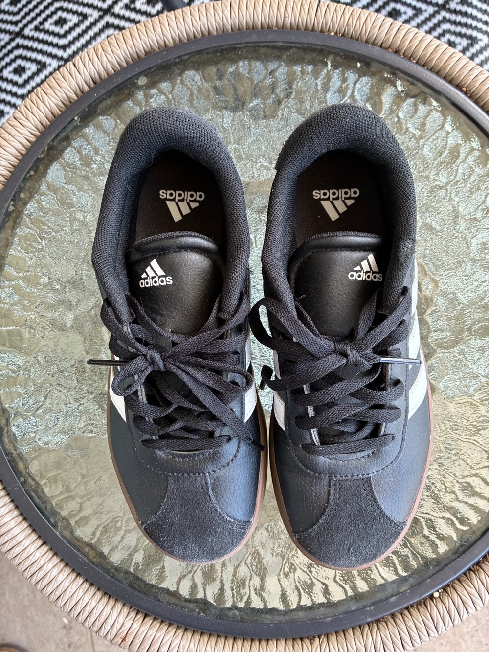 adidas kids black and white sneakers. Never worn.